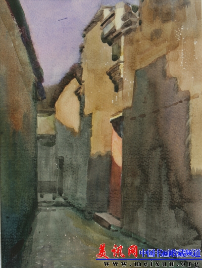 古镇夕照25X33cm.jpg