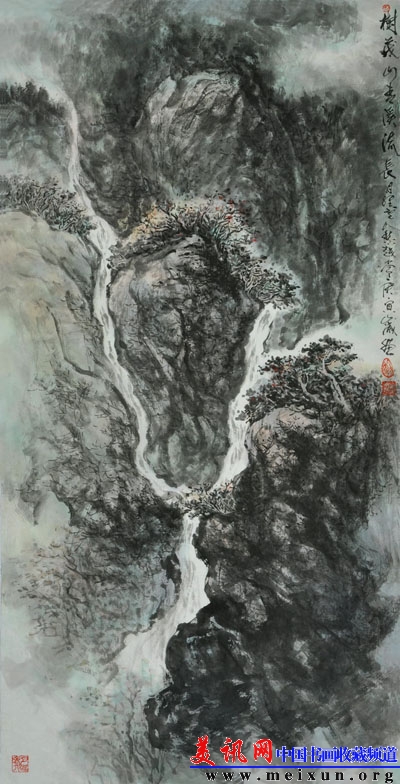 山青树茂溪流长138x70cm 2010年.JPG