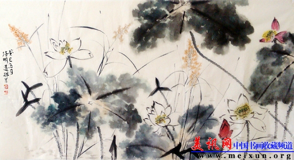 李培明，2013年创作《荷花》68x136cm.jpg