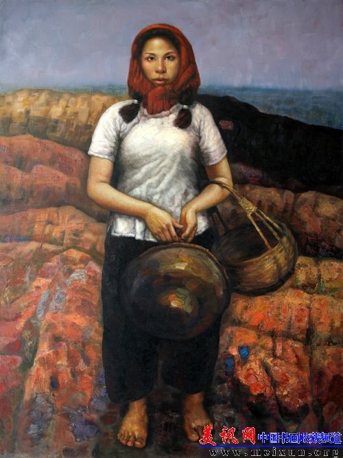 夕阳下的疍家女 153x115cm.JPG