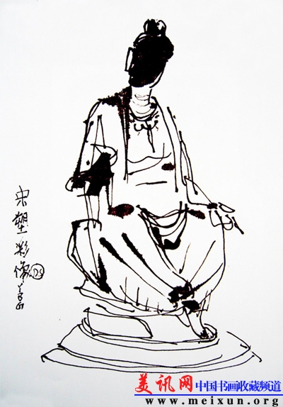 袁碧刚 《宋塑彩像》笔·墨·纸30×21cm 2011年.jpg