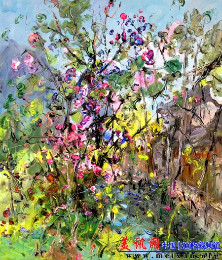 驿路桃花  布面油画   2013年 140×110cm.JPG