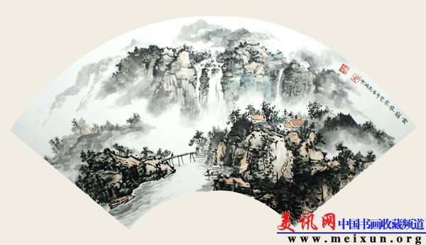 云岭飞泉2013年画，扇面宣纸.jpg