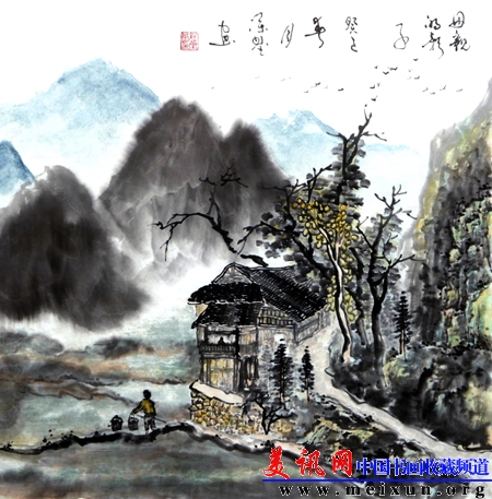 程荣基国画(田园系列)作品(母亲的影子)69x69cm宣纸2013年.jpg