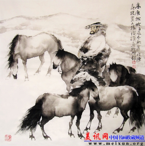 高原放牧 2012年 水墨宣纸68×68cm.jpg