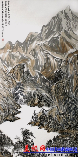 山高水长 范建春国画作品 68X136CM.jpg