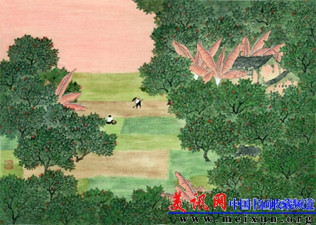 蔡涵悦 《田间》 36×50cm 绢本彩墨 2013.jpg