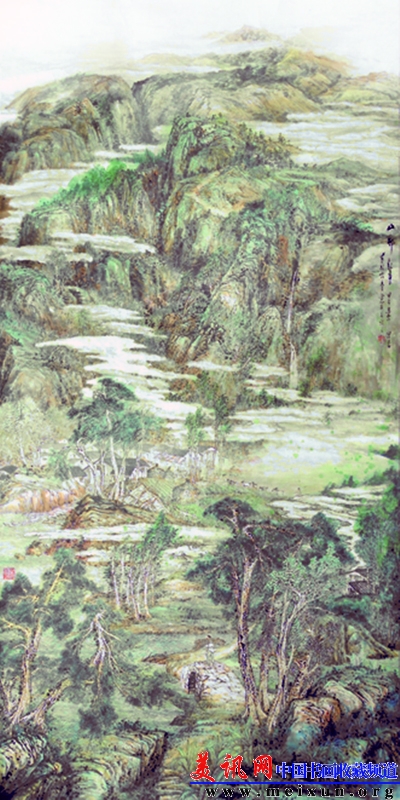 山村纪事 180x97cm 中国画  纸本设色 2014年.jpg