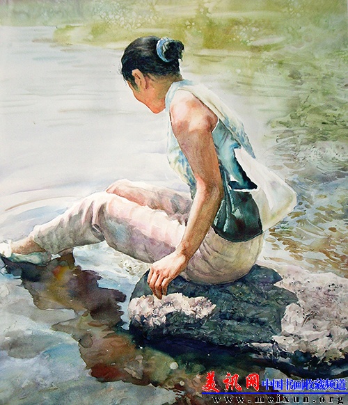 水彩画 湖畔倩影76x98（厘米）2008年.JPG