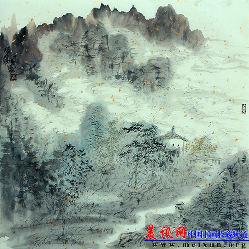 《临水听泉》 68x68cm 2006年.jpg