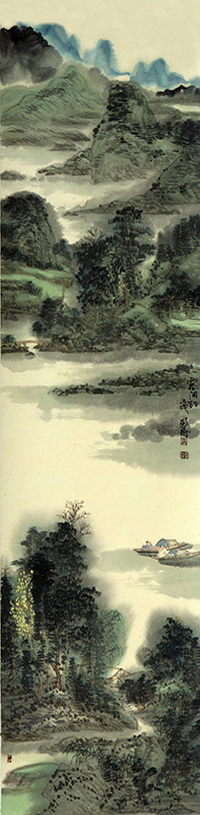 《雨后闲钓》 138x34cm 2006年.jpg