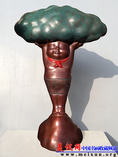 《国宝—撑起一片天》NO.1，42×27×15cm，铸铜，2013..JPG