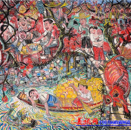 欢喜人家 宣纸 彩墨 180x180cm 杨培江 2013年.jpg