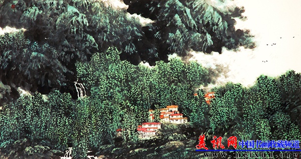 李建设国画-家住青山绿水中  198cm＊98cm.jpg