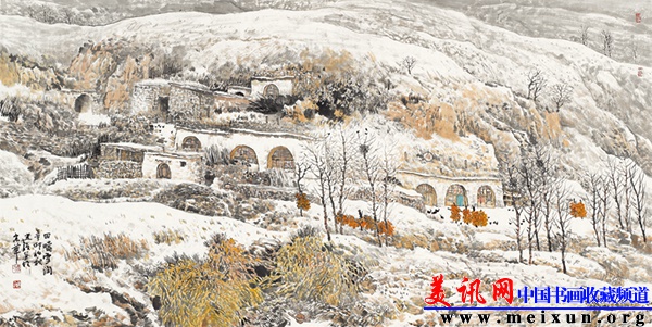 李建设国画-田畴雪润136cm x68cm.JPG