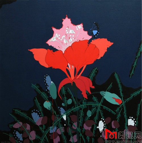 高一磊《凤凰1》70x70cm 布面丙烯2014.jpg