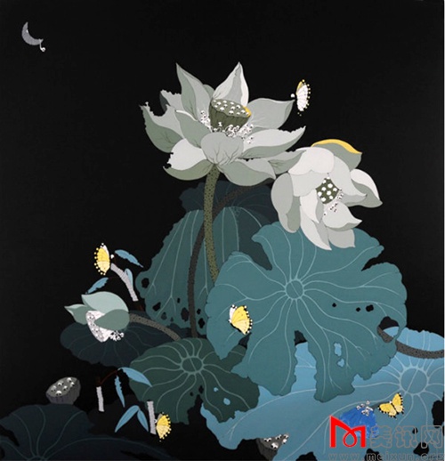 高一磊 《荷花开了1》 布面丙烯 150×155cm 2012.jpg