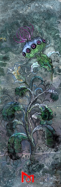 吴允铁 《晨月》60x180cm 水墨设色 2012.jpg