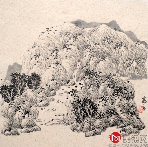 江荔 《乱石依流水》 中国画.jpg