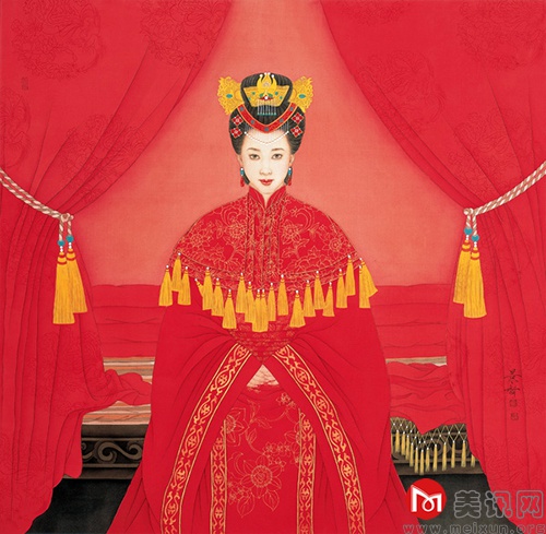 中国红系列·新婚之夜  120cmX120cm  绢本 2012.jpg