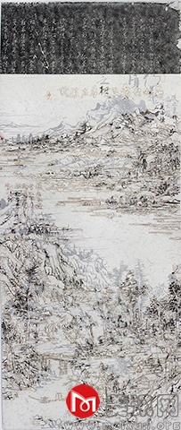 王天德，后山-No15-MHMST001，HouShan-No15-MHMST001，162×70 cm，皮纸、墨、焰Bast Paper, Ink and Burned Mark，2015.jpg