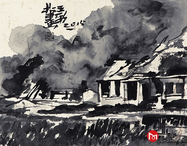 王劲松，水墨风景1，37×48cm，纸本水墨，2015Wang jingsong, Ink sceneryⅠ, 37×48cm，,Ink on paper 2015.jpg