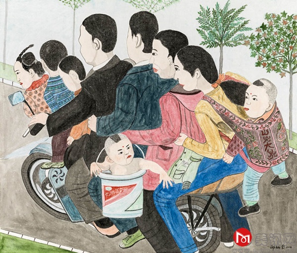 邵炳凤  幸福之旅   纸本水墨   80x68cm  2014.jpg